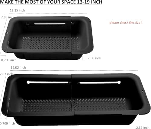 LASSHSWA Collapsible Colander for Kitchen, Over the Sink Strainer Basket for Kitchen, Fruit Pasta Food Strainer Expandable Plastic Colander BPA Free (Black) 5