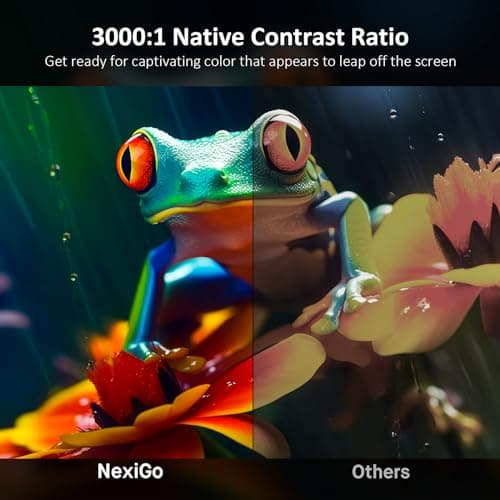 NexiGo Aurora Pro, Ultra Short Throw 4K Tri-Color Laser Projector, 2400 Lumens, Screen Adoption, Dynamic Laser Dimming, Dolby Vision & Atmos, HDR10+, HLG, Active 3D, 60W Speakers, UST TV 5