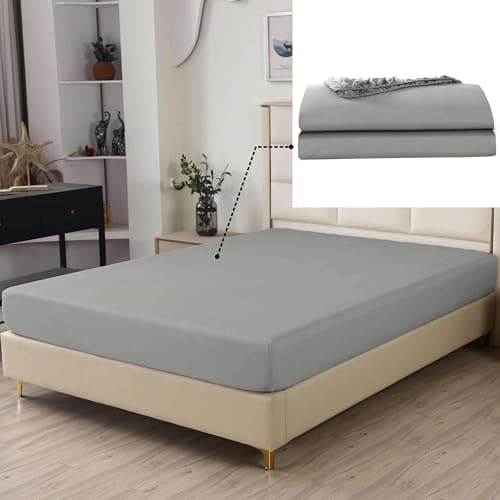 SDIII Gray Queen Fitted Sheet Only 2 Pack, Hotel Quality Brushed Microfiber Fitted Sheets, Soft and Breathable, Deep Pocket Sheets for Queen Size Bed