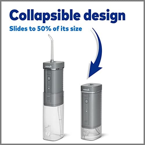 Waterpik Cordless Slide Professional Water Flosser, Portable Collapsible for Travel and Storage, with Travel Bag and 4 Tips, ADA Accepted, Rechargeable and Waterproof, Modern Gray WF-17CD017-1 6