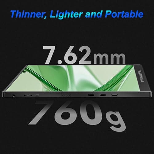 WUAWE Portable Monitor 16" 16:10 IPS Travel Monitor for Laptop, 100% sRGB Control USB-C HDMI,HDR Freesync Display, Plug&Play for Phone PS5 Switch (2.5K|144HZ, Black, 16inch) 7