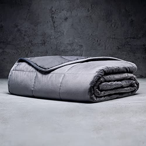 LUXOME Full Size Weighted Blanket | Integrated Cooling & Plush Cover | 15 lbs | 54"x72" |Grey