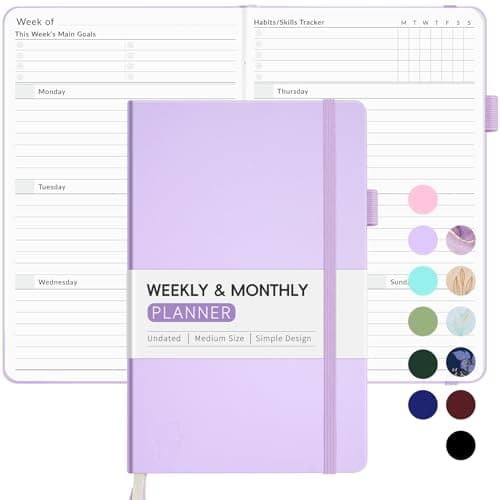 Undated Weekly Planner for 2026, Forvencer Simplified Weekly & Monthly Calendar Planner, Cute Daily Organizer Notebook, Agenda Journal to Track Goals & Tasks, Start Anytime, A5 Size, Lilac