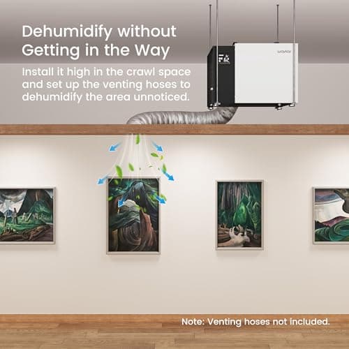 Waykar 158 Pint Commercial Dehumidifier with Pump and Drain Hose for Crawl Spaces, Basements, Ducted Industrial Use, and Water Damage Unit, for Spaces up to 7500 Square Feet, Smart Humidity Control 5