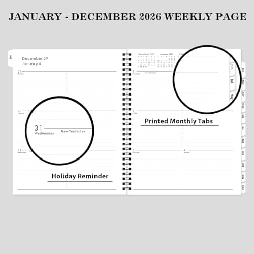 Planner 2026-2027 - 2026 Planner(January - December 2026), 8" x 10", Jan. 2026 - Dec. 2026, 2026 Planner Weekly and Monthly with Flexible PP Cover, To-Do List, 12 Monthly Tabs 5