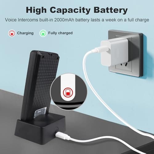 JIAN BOLAND Intercoms Wireless for Home Portable Two Way Wireless Voice Intercom Doorbell with 1/2 Mile Range 3 Volume Levels-Rechargeable Battery - 2 Way Voice Intercom for House 6