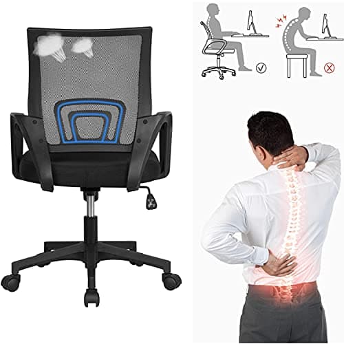 Home Office Chair Ergonomic Desk Chair, Mesh Computer Chair with Lumbar Support& Armrest, Adjustable Home Mid Back Task Chair Modern Executive Rolling Swivel for Adult, Black 5