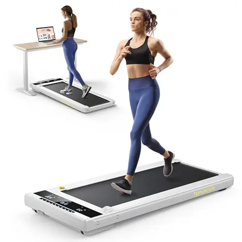 TOPUTURE Walking Pad with 10% Incline, 3.0HP Brushless Quiet Under Desk Treadmill, Portable Treadmills for Home/Office, Running Machine 300 lbs Capacity with RGB LED Screen, Remote Control/App Control