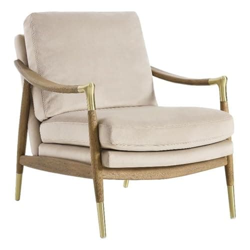 Modway Langford Stain-Resistant Performance Velvet Armchair – Mid Century Modern Velvet Chair with Wood Frame – Upholstered Accent Chair for Living Room or Bedroom