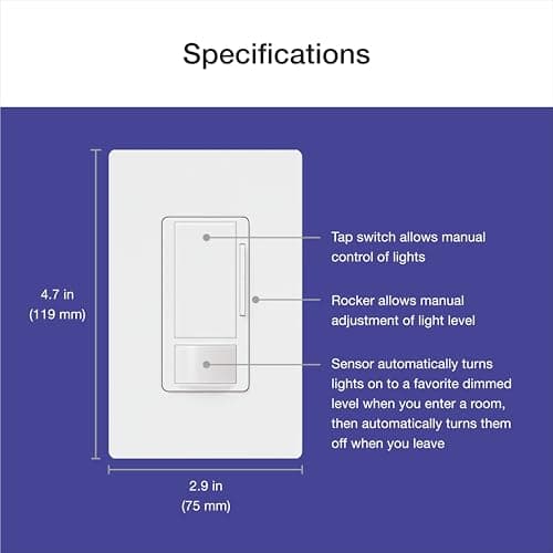 Lutron Maestro LED+ Motion Sensor/Dimmer Switch | 150W LED | Single Pole/Multi-Location | MSCL-OP153M-SW | Snow 10
