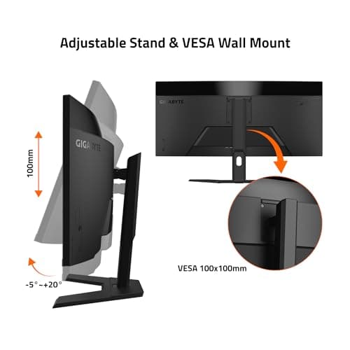 GIGABYTE GS34WQC - 34" VA Curved Gaming Monitor - WQHD 3440x1440-120Hz/OC 135Hz - 1ms MPRT - AMD FreeSync Premium - HDMI, DP - Black (GS34WQC US) 5