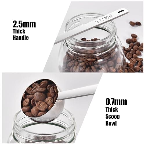 18/8 Stainless Steel Coffee Scoop, Doosu Food-Grade Metal Measuring Spoon with 4.3in Long Handle, Tablespoon Scooper for Coffee Beans, Ground Coffee, Espresso, Protein Powders, Tea, Sugar (2 Tbsp) 7
