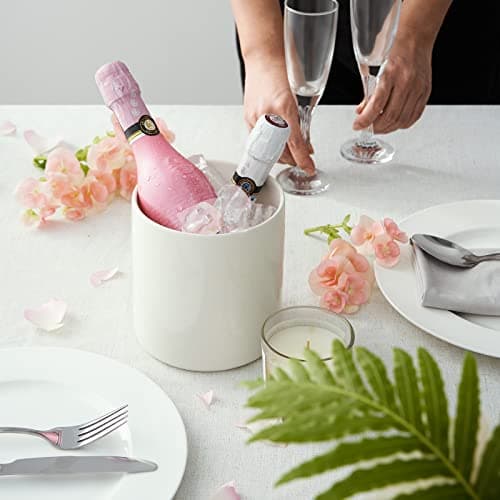 DOWAN Kitchen Utensil Holder, Utensil Holder for Countertop, Utensil Crock with Table-Protection Cork Mat, Handmade DIY Gifts, Farmhouse Kitchen Decor, Cream White 7