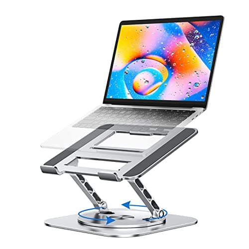 MCHOSE Laptop Stand with 360° Rotating Base, Foldable Adjustable Computer Holder, Ergonomic Design Compatible with MacBook Air Pro, Dell XPS, HP, Lenovo More 10-17" (A-Silver)
