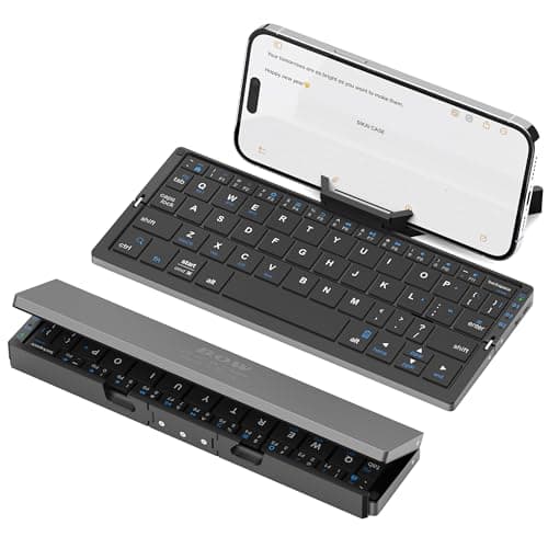 SIKAI CASE Foldable Bluetooth Keyboard with Magnetic Stand,Aluminum Alloy Mini Quiet Folding Portable Lightweight Travel Rechargeable Pocket for Tablet,iPad, Phones, Black