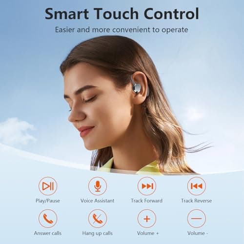 sprtoybat Wireless Earbuds, 2026 New Bluetooth 5.4 Headphones Sport Earphones with 68Hrs Playtime LED Display ENC Noise Cancelling Mic, IPX7 Waterproof Over Ear Ear Buds with Hook for Sports/Running 8