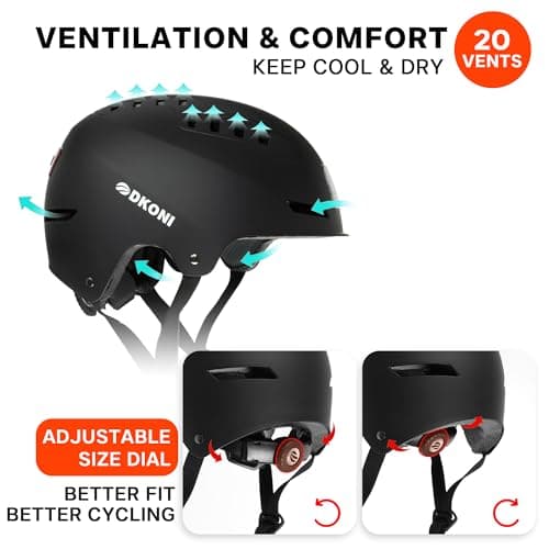 DKONI Bike Helmet with LED Lights Bicycle Helmets Commuter Cycling Helmet USB Rechargeable Front & Back LED Light Helmet for Adult Men Women (Large, Black) 6