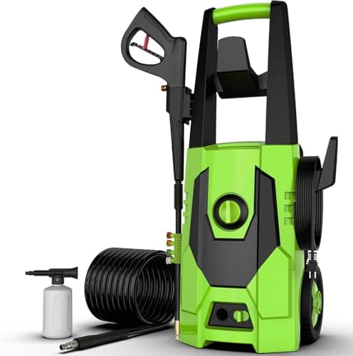 AgiiMan Electric Pressure Washer - 5000PSI Max 3.6 GPM Power Washer with 35FT Power Cord, 20FT Hose, Soap Tank, High Pressure Washer Electric Powerd Car Cleaning for Garden, Patios, Yard, Green