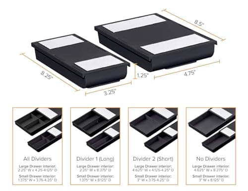 Bostitch Konnect Under Desk Drawer, Self-Adhesive Slide Out Storage Organizer with 4 Customizable Dividers, 2-Pack 6