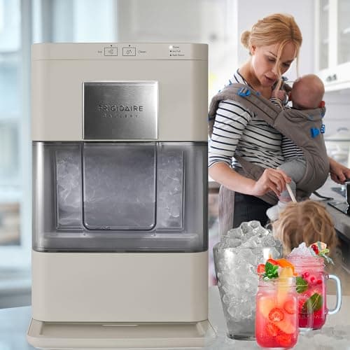 Frigidaire Nugget Ice Maker, Countertop Ice Machine with Transparent Window, Sonic Ice Maker with 44 lbs. Capacity, Auto Self Cleaning Ice Maker Machine, 2.0 Gen, Cream - 16.75D x 11.75W x 20.25H 11