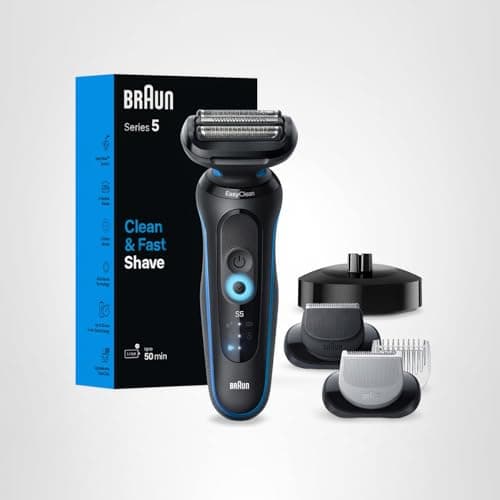 Braun Electric Shaver for Men, Series 5 5150cs, Wet & Dry Razor, Turbo Shaving Mode, Foil Shaver, with Beard Trimmer, Body Groomer and Charging Stand, Blue 9