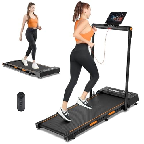 THERUN Walking Pad, 2 in 1 Foldable Treadmills for Home, 2.5HP Under Desk with Handle Bar, 16" Widened Running Belt, with Remote Control & LED Touch Screen