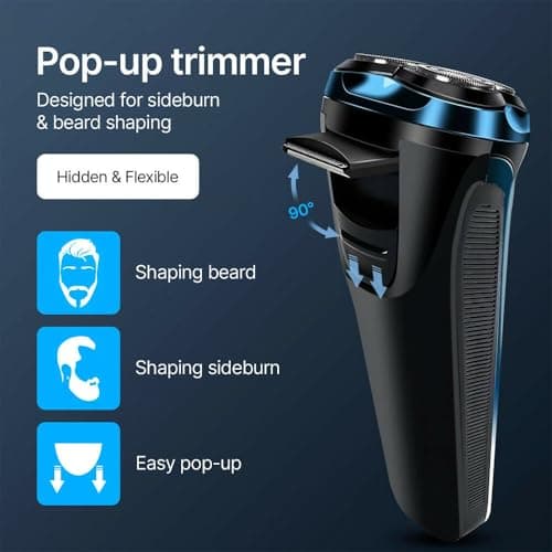 Electric Razor 4d Rotary, Ipx7 Waterproof, 2025 New Rechargeable Facial Electric Razor for Men, Wet & Dry Shaving (1 Set) 6