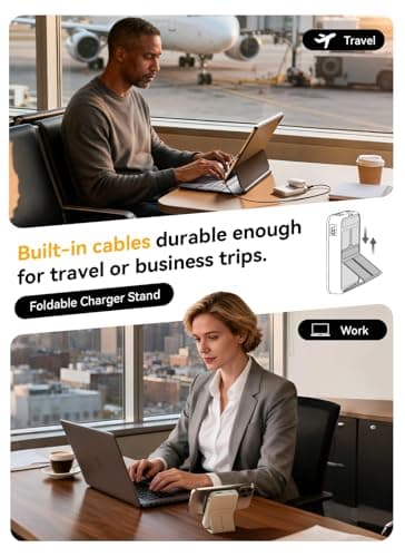 Gxorul Magnetic Portable Charger, 10000mAh Power Bank with Leather Foldable Stand - Travel Essentials, USB-C 20W Fast Charging for Magsafe Battery Pack, Compatible with iPhone 17/16/15/14/13 Series 6