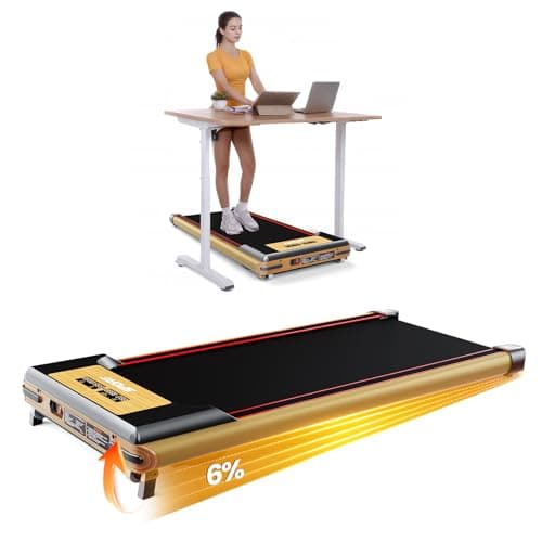 FUNRAY Walking Pad With Incline, Under Desk Treadmill - 2 in 1 Jogging Machine for Home and Office, 265lbs Max Weight Capacity Portable Treadmill - Yellow