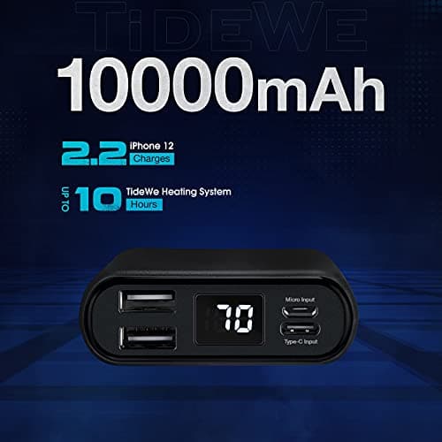 TIDEWE Power Bank, Rechargeable Battery Pack Suitable for Heated Clothes, USB-C 10000mAh Portable Charger with Dual Output Port for iPhone, Samsung Galaxy, and More（Include Power Bank & USB-C Only） 2