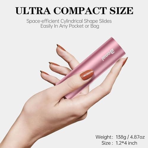BONAI Portable Charge Power Bank 5000mAh Cylindrical Ultra-Compact External Backup Battery Compatible with iPhone 14 13 12 11 Android Phone and More - Rose Gold (with an 8-pin Charging Cable) 2