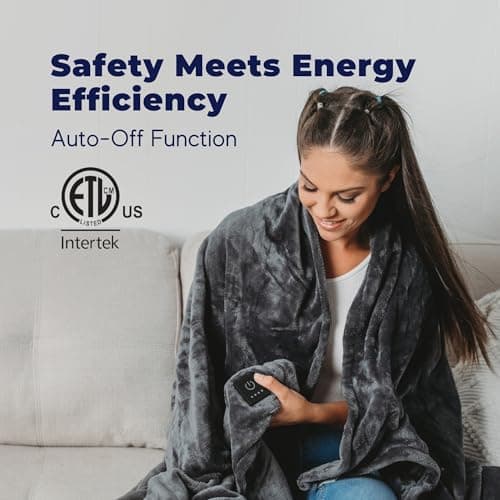 Dreamaker One-Touch Fleece Electric Heated Throw Blanket, 50x60 inches - Cozy, Machine Washable, with 4 Adjustable Heat Settings & Built-in Remote - Ultimate Comfort for Cold Nights - Gray 5