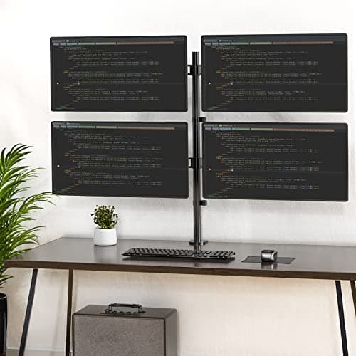 WALI Quad Monitor Desk Mount, 4 Monitor Stand Fits Heavy Duty Computer Screen up to 27 inch, Full Adjustable Arm Holds up to 22 lbs per Arm (M004), Black 10