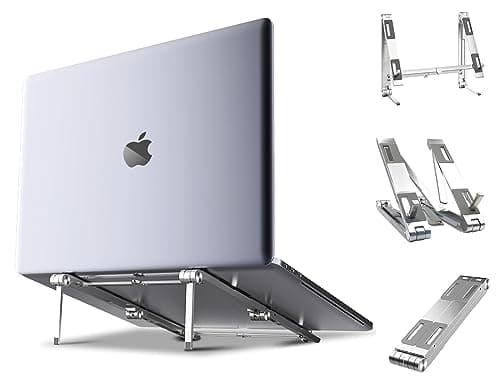 Winimicot Laptop Stand,Tablet Stand,Cell Phone Stands for Desk, 3 in1 Aluminum Portable Foldable Stand, Travel Folding Holder Compatible with MacBook,iPad, iPhone,Samsung,Dell, HP, Lenovo,Silver