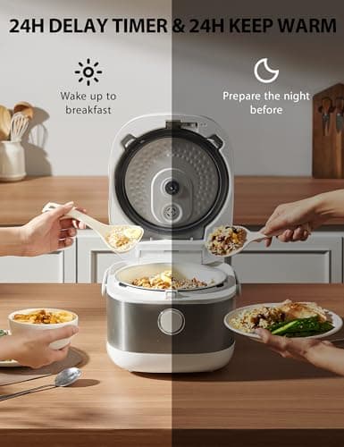 TOSHIBA Induction Heating Rice Cooker - Low Carb, Low Sugar, Digital Steamer, 5.5 Cups (Uncooked), 8 Cooking Functions, 24H Timer & Auto Keep Warm, Silvery white 5