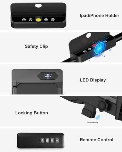 Walking Pad Treadmill - 2.5HP Low Noise Walking Pad with Incline, Small Desk Treadmill with 320LBS Capacity, Portable Compact Treadmills for Home Office, Remote Control & LED Display (Black) 9