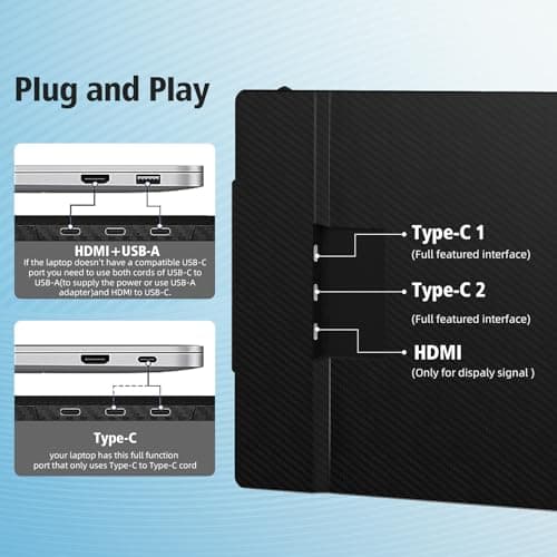 BOSII Laptop Screen Extender Monitor - 14 Inch Dual IPS FHD 1080P HDMI/USB-A/Type-C Extended Portable Monitor for Laptops (Maximum Length: 15.74") Compatible with Windows Mac Travel Work 5