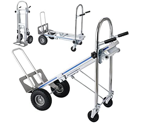 SHZOND 3 in 1 Convertible Hand Truck Dolly, Heavy-Duty Aluminum Hand Truck, 1000 lb Platform / 660 lb Upright Capacity Utility Cart with 10″ Pneumatic Wheels for Warehouse, Factory, Construction