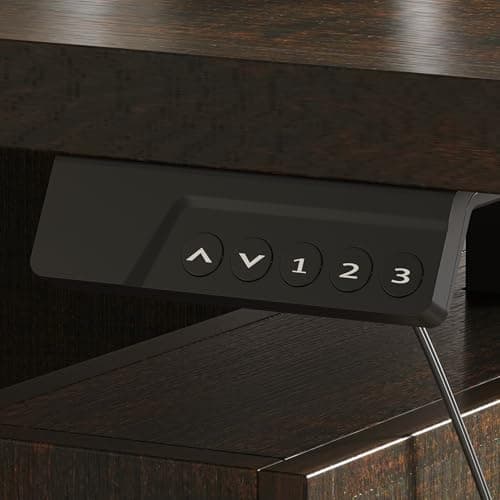 Homsee 63" W L-Shape Standing Desk with Storage Cabinet, Electric Height Adjustable Corner Stand Up Computer Desk with Drawers for Home Office, Brown 5