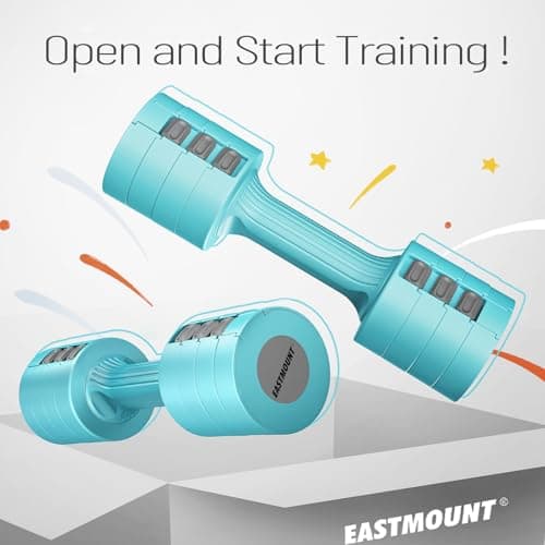 EAST MOUNT Adjustable Dumbbells 5 lb Dumbbells Set of 2 / Pair 10 lb Total Free Weights 6 in 1 Women Hand Weights for Home,Office,Gym Exercise Training 2lb 3lb 4lb 5lb Fast Adjust 8