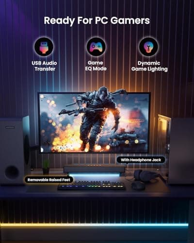 MEREDO Sound Bar for Smart TV 160W 3.1CH PC Gaming Soundbar with Subwoofer RGB Lighting Audio Sync Surround Sound System BT 5.3/HD-ARC/Optical/AUX/USB for Desktop Tablets Consoles Home Cinema 5