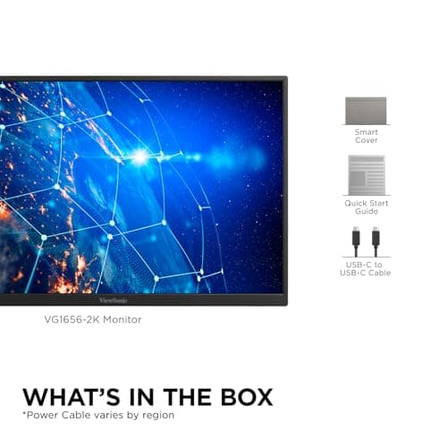 ViewSonic VG1656-2K 16 Inch WQXGA 1600p IPS Portable Monitor with 2 Way Powered 65W USB C, and Smart Cover with Built-in Stand 8