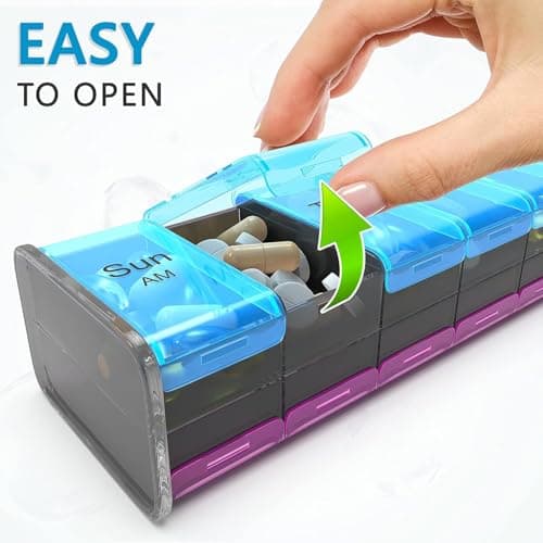 Extra Large Pill Organizer- XXL Pill Box 7 Day - Weekly Pill Organizer with AM PM Large Compartments Big Pill Case for Supplements Jumbo Pill Holder for Vitamins Huge Medicine Organizer 2 Times a Day 6
