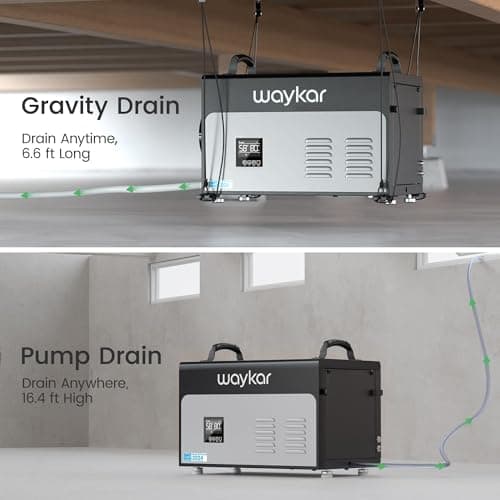 Waykar 130 Pints Energy Star Most Efficient Commercial Dehumidifier with Pump and Drain Hose for Crawl Spaces, Basements, Ducted Industrial Use, and Water Damage Unit - 5-Year Quality Coverage 5