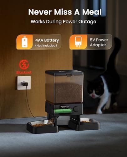 oneisall Automatic Cat Feeder for 2 Cats, 20 Cups/5L Automatic Cat Food Dispenser for Small Pets Indoor, Timed Cat Feeder for Dry Food 6