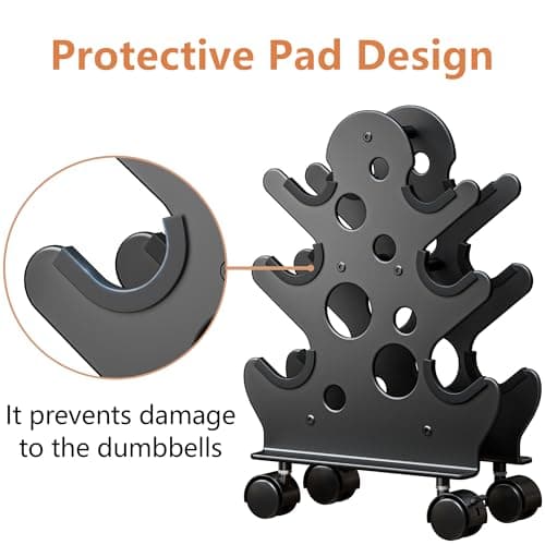 Chinpakden Dumbbell Rack Stand with Wheels(Dumbbells Not Included) - A-Frame Dumbbell Weight Rack, 3-Tiers Dumbbell Holder Weight Holder Space Saver for Home Gym.Black 2