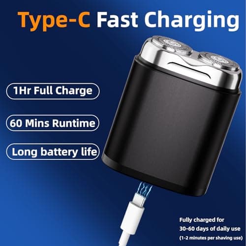 Mini Dual-Head Electric Shaver, Portable Electric Razor for Men, Pocket Size Washable Double Head, Rechargeable Waterproof Shaver for Home, Car, Travel 5