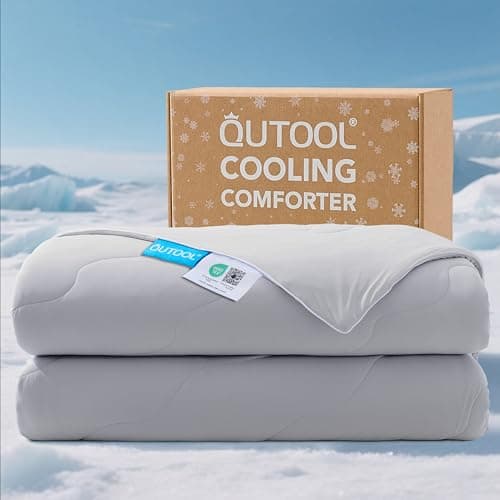 QUTOOL® Cooling Blankets for Hot Sleepers Summer Comforter for Night Sweats Full/Queen Size, Double-Sided Cold Blanket Q-Max>0.4 Tech, All-Season Bedding Lightweight Breathable Comforter Gray 90"x90"