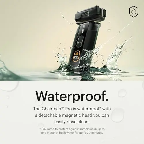 MANSCAPED® The Chairman™ PRO Men’s Electric Foil Face Shaver - Two Interchangeable Blade Heads, SkinSafe® Four-Blade Foil & Stubble Trimmer, USB-C Wireless Compatible Charging, Gentle on Neck 5