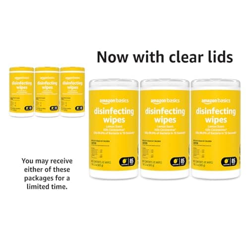 Amazon Basics Disinfecting Wipes, Lemon Scent, Sanitizes/Cleans/Disinfects/Deodorizes, 255 Count (3 Packs of 85) 5